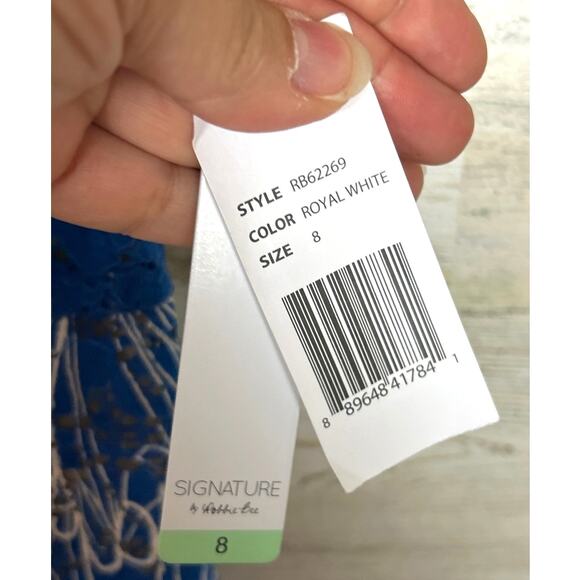 Signature Robbie Bee womens 8 Blue Floral Lightweight Tank Summer Midi Dress NEW - Picture 3 of 5